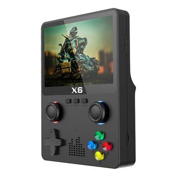 X6 Retro Håndholdt Spillekonsol med dobbelt joystick-design - 3,5" skærm - Sort