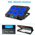 X6A 7-Gear Height Laptop Cooling Pad 6-Fan Radiator Notebook Cooler Stand med displayskærm - blåt lys