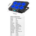 X6A 7-Gear Height Laptop Cooling Pad 6-Fan Radiator Notebook Cooler Stand med displayskærm - blåt lys