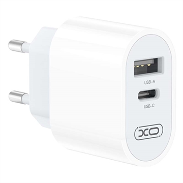 XO L97 Dual Port Hurtig Oplader - USB-A, USB-C - Hvid