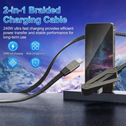 XO NB-Q311 USB-C-kabel med sammenklappelig fod, 240W - 1.5m - sort