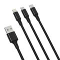 XO NB173 3-in-1 Cable - USB-C, Lightning, MicroUSB - 1.2m - Black