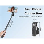 XO SS29 Selfiestang med stativ og Bluetooth-fjernbetjening - 64cm - Sort
