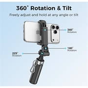 XO SS29 Selfiestang med stativ og Bluetooth-fjernbetjening - 64cm - Sort