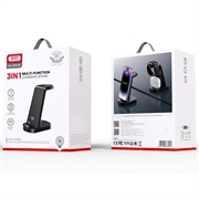 XO WX035 3-i-1 opladningsstander med Lightning-stik 15W - sort