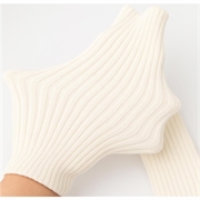 XT-0016 Lange Fingerløse Ribstrikkede Vanter - 30cm - Hvid