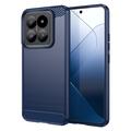 Xiaomi 14 Pro Børstet TPU Cover - Karbonfiber - Blå