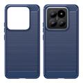 Xiaomi 14 Pro Børstet TPU Cover - Karbonfiber - Blå