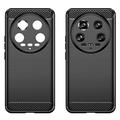 Xiaomi 14 Ultra Børstet TPU Cover - Karbonfiber - Sort