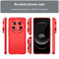 Xiaomi 14 Ultra Børstet TPU Cover - Karbonfiber - Rød
