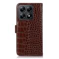 Xiaomi 14T Crocodile Series Læderpung med RFID - Brun