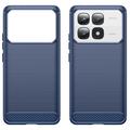 Xiaomi 14T Pro Børstet TPU Cover - Karbonfiber - Blå