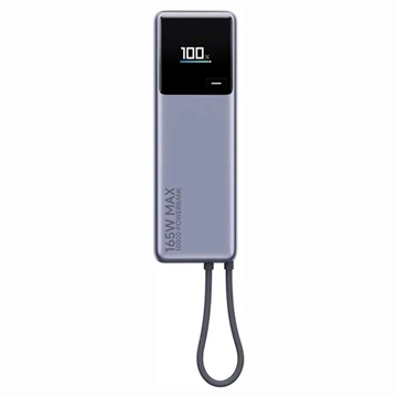 Xiaomi 165W Powerbank med integreret USB-C-kabel 10000mAh - Grå
