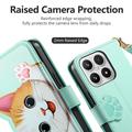 Xiaomi 17 sød katte-pung med kortholder, lynlåslomme og håndledsrem - grøn
