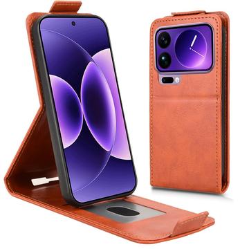 Xiaomi 17 Pro lodret flip-etui med stativ - Brun