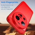 Xiaomi 17 Ultra Børstet TPU Cover - Karbonfiber - rød