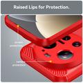 Xiaomi 17 Ultra Børstet TPU Cover - Karbonfiber - rød
