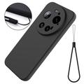 Xiaomi 17 Ultra Flydende silikone cover med håndrem - Sort