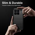 Xiaomi 17T Børstet TPU Cover - Karbonfiber - Sort