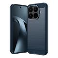 Xiaomi 17T Børstet TPU Cover - Karbonfiber - blå