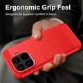 Xiaomi 17T Børstet TPU Cover - Karbonfiber - rød