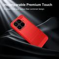 Xiaomi 17T Børstet TPU Cover - Karbonfiber - rød