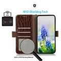 Xiaomi 17T Crocodile Series Læderpung med RFID - Brun