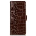 Xiaomi 17T Crocodile Series Læderpung med RFID - Brun