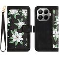 Xiaomi 17T Blomstret pung etui med kortholdere - Sort