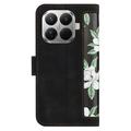 Xiaomi 17T Blomstret pung etui med kortholdere - Sort