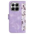 Xiaomi 17T Blomstret pung etui med kortholdere - lyslilla