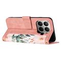 Xiaomi 17T Blomstret pung etui med kortholdere - pink