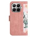 Xiaomi 17T Blomstret pung etui med kortholdere - pink