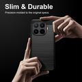 Xiaomi 17T Pro Børstet TPU Cover - Karbonfiber - Sort