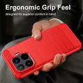 Xiaomi 17T Pro Børstet TPU Cover - Karbonfiber - rød