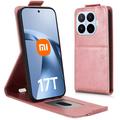 Xiaomi 17T Pro lodret flip-etui med stativ - rosaguld