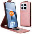 Xiaomi 17T lodret flip-etui med stativ - rosaguld