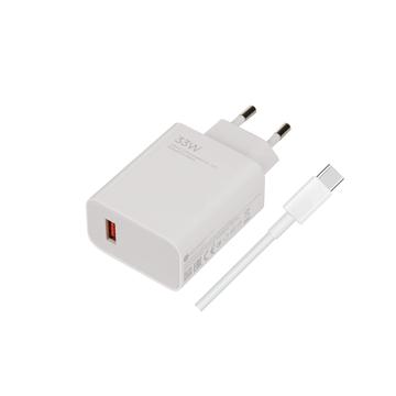 Xiaomi 33W rejseoplader med USB-C-kabel MDY-11-EZ - Bulk - Hvid