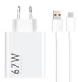 Xiaomi 67W rejseoplader med 6A USB-C-kabel MDY-14-EW - Bulk - Hvid