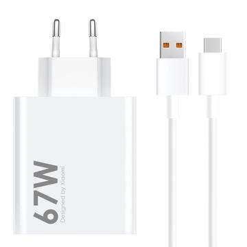 Xiaomi 67W rejseoplader med 6A USB-C-kabel MDY-14-EW - Bulk - Hvid