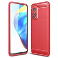 Xiaomi MI 10T 5G/10T Pro 5G Børstet TPU Cover - Karbonfiber - Rød