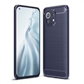Xiaomi Mi 11 Børstet TPU Cover - Karbonfiber - Blå