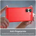 Xiaomi Poco C65/Redmi 13C Børstet TPU Cover - Karbonfiber - Rød