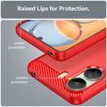 Xiaomi Poco C65/Redmi 13C Børstet TPU Cover - Karbonfiber - Rød