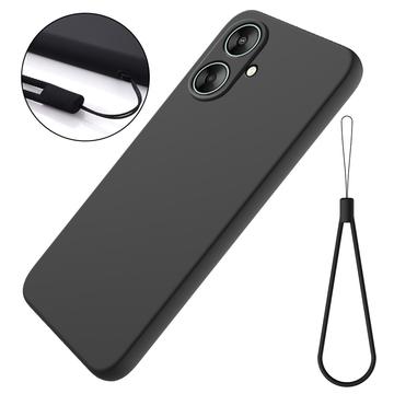 Xiaomi Poco M6/Redmi 13R Liquid Silikone Cover med Strop - Sort