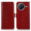 Xiaomi Poco F7 Pro Crocodile Series Læderpung med RFID - Rød