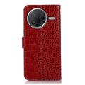 Xiaomi Poco F7 Pro Crocodile Series Læderpung med RFID - Rød