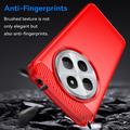 Xiaomi Redmi 14C Børstet TPU Cover - Karbonfiber - Rød