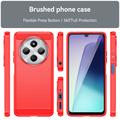 Xiaomi Redmi 14C Børstet TPU Cover - Karbonfiber - Rød
