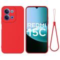 Xiaomi Redmi 15C Flydende silikone cover med håndrem - rød